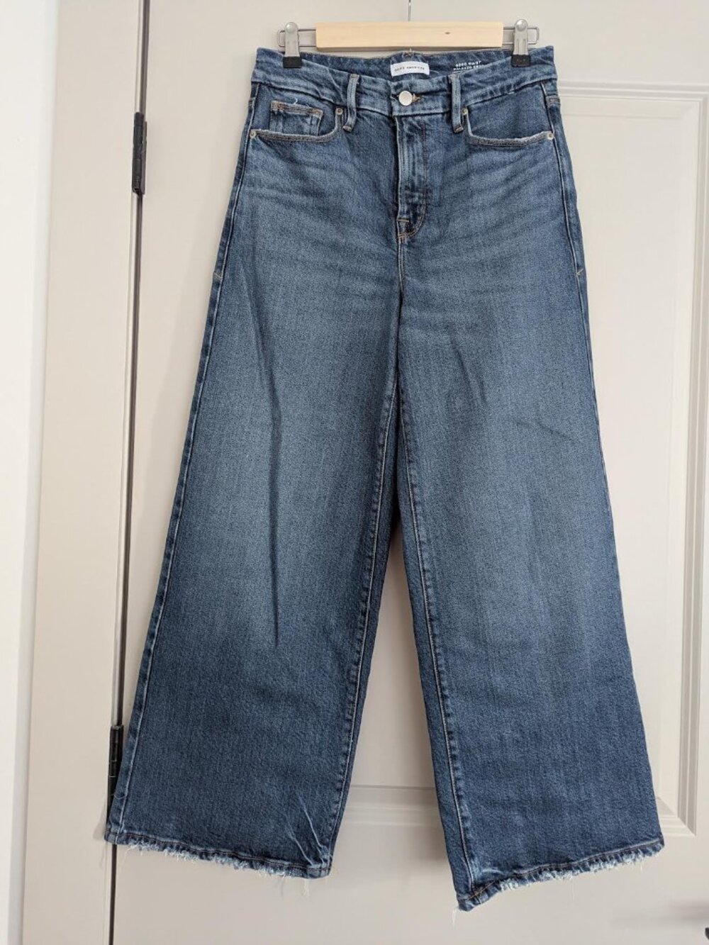 Good American - Good Waist Palazzo Crop Jeans - High Rise/Wide Leg - 4 Indigo